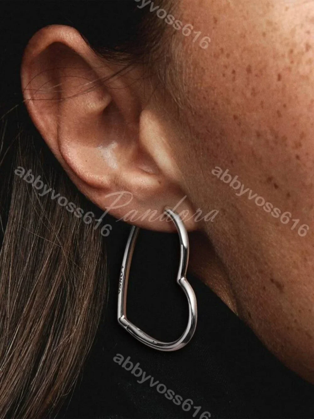 Pandora Asymmetrical Heart Hoop Earrings